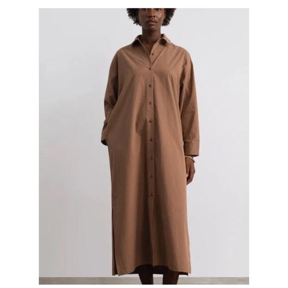 OZMA Dresses & Skirts - Ozma Of California Size XS/S Helena Collared Shirt Dress Maxi Midi Almond Brown